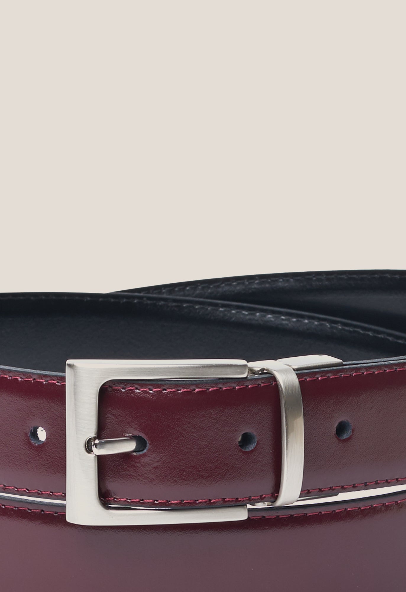 Cinturón Reversible Negro y Burdeos